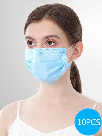 10pcs 3-layer Disposable Breathing Masks With Fda And Ce Certification