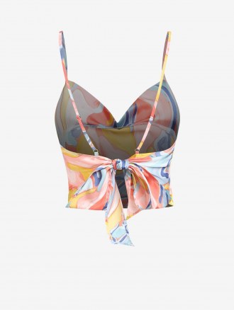 Abstract Print Cowl Front Tie Back Camisole
