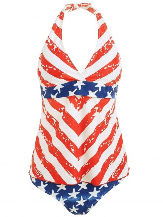 American Flag Halter Tankini Set