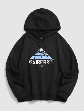 Cartoon Mountain Print Graphic Hoodie