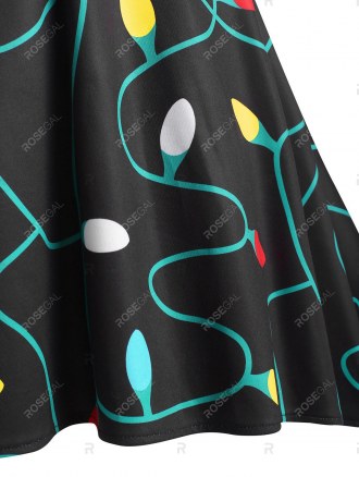 Christmas Light Faux Fur Panel Lace Up Dip Hem Dress