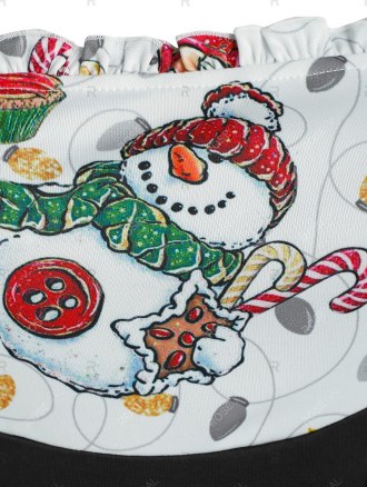 Christmas Santa Claus Snowman Gift Print Twofer Dress