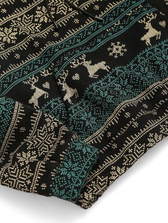 Christmas Snowflake Elk Print Fleece Hoodie