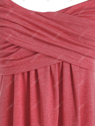 Cold Shoulder Ruched Crossover Heathered T-shirt