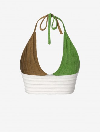 Colorblock Knitted Halter Bralette Top