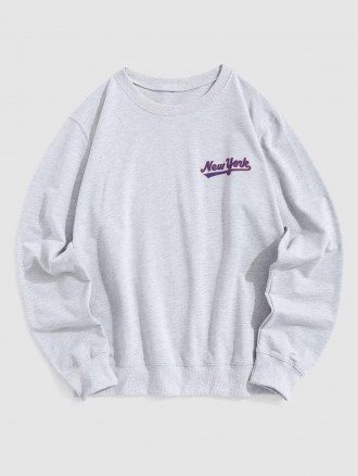 Crew Neck New York Print Casual Sweatshirt