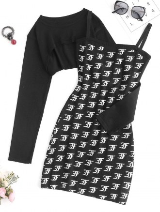Crewneck Shrug Knitwear And Logomania Knit Slinky Dress