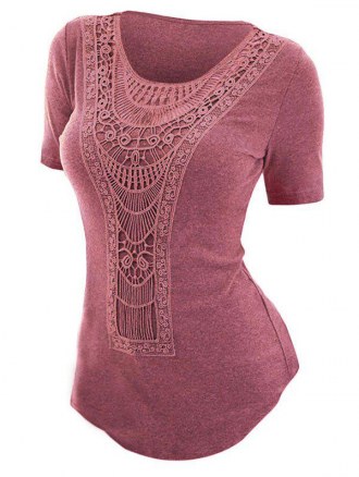 Crochet Insert Short Sleeve T Shirt