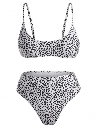Dalmatian Print High Waisted Tank Bikini Swimwear