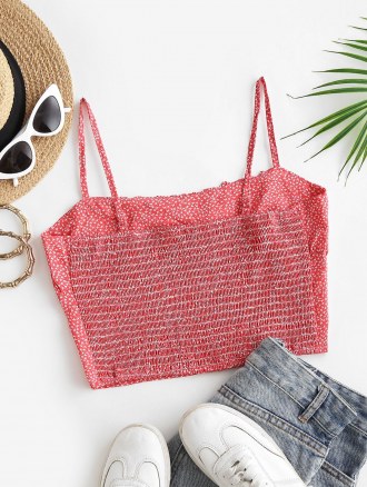 Ditsy Print Bustier Smock Back Cami Top