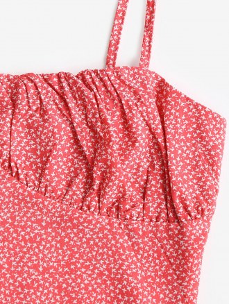 Ditsy Print Bustier Smock Back Cami Top