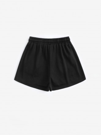 Double Hearts Print Drawstring Pocket Shorts