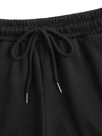 Double Hearts Print Drawstring Pocket Shorts