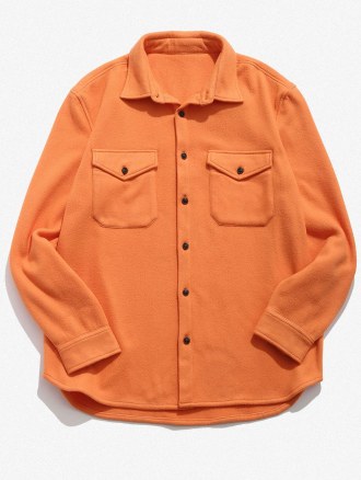 Double Pockets Button Up Fleece Shirt
