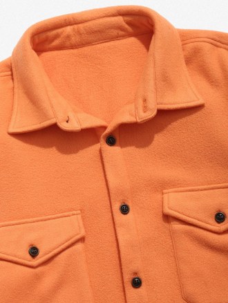 Double Pockets Button Up Fleece Shirt
