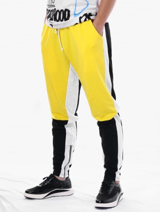 Drawstring Color Block Side Zip Hem Jogger Pants