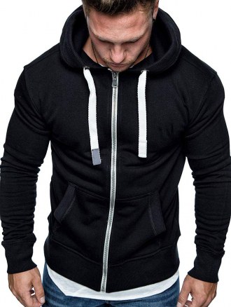 Drawstring Zip Up Pockets Fleece Hoodie