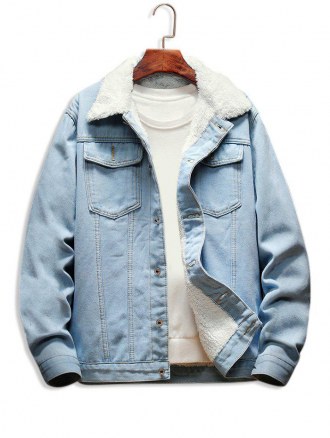 Faux Fur Lined Casual Denim Jacket