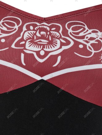 Floral Skull Print Gothic Mini Cami Dress