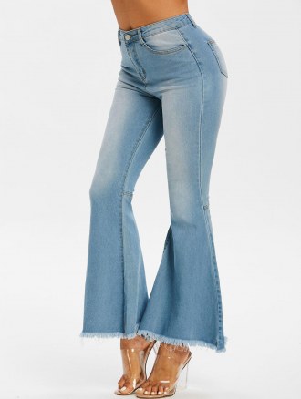 Frayed Hem Flare Jeans