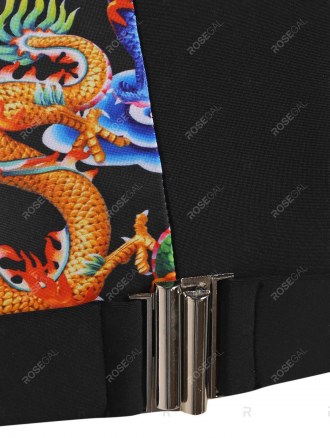 Front Closure Dragon Print Oriental Tank Bikini Swimwear