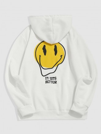 Funny Smile Slogan Fleece-lined Hoodie