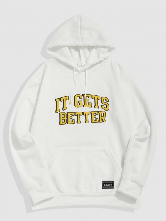 Funny Smile Slogan Fleece-lined Hoodie