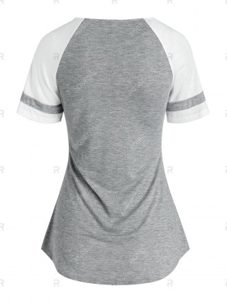 Half Zip Raglan Sleeve Heathered T-shirt
