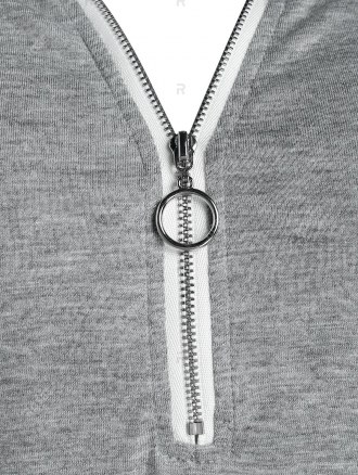 Half Zip Raglan Sleeve Heathered T-shirt