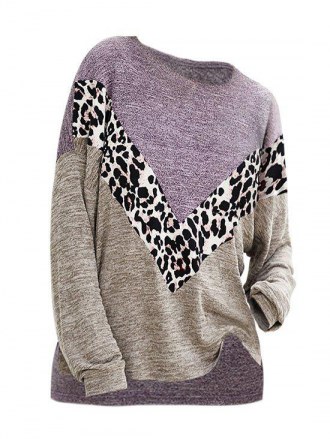 Heathered Leopard Slit High Low Knitwear