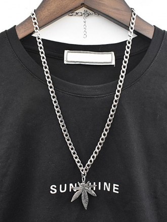 Hemp Leaf Pendant Chain Necklace