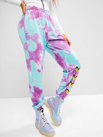 High Waisted Tie Dye Butterfly Jogger Sweatpants