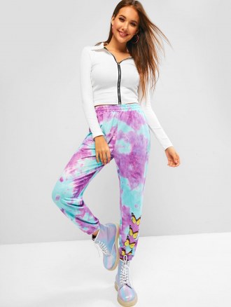 High Waisted Tie Dye Butterfly Jogger Sweatpants