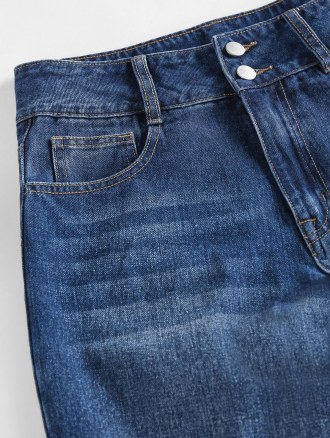 Knee Ripped High Waisted Straight Jeans