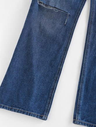 Knee Ripped High Waisted Straight Jeans