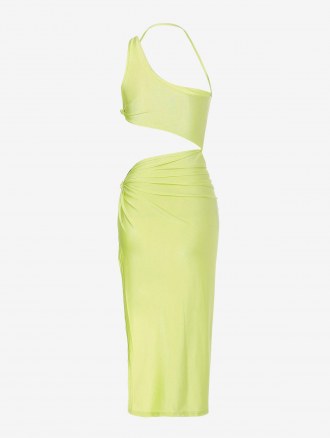 Knotted Cut Out One Shoulder Thigh High Slit Dress