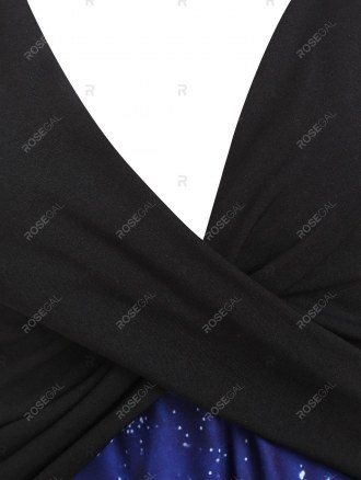 Lace-up Octopus Print Twist Sleeveless Dress