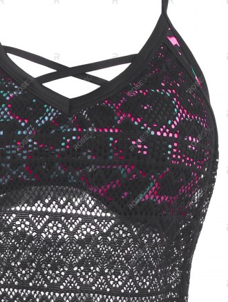 Leopard Panel Lace Cinched Ruched Double Up Tankini Swimwear