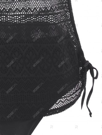 Leopard Panel Lace Cinched Ruched Double Up Tankini Swimwear