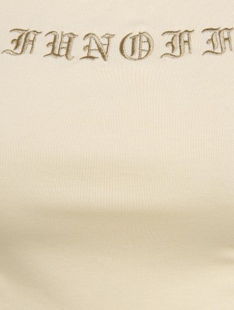 Letter Embroidered Cinched Crop T Shirt