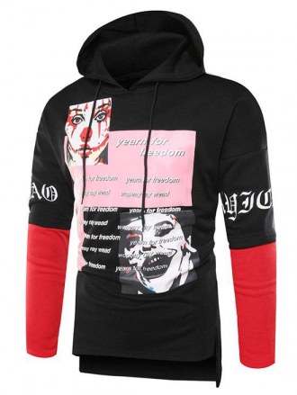 Letter Graphic Print Drawstring Hoodie