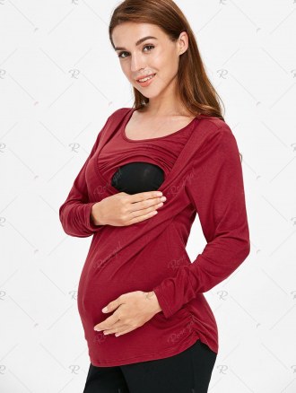 Long Sleeve Elastic Maternity Sleep Top