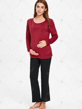 Long Sleeve Elastic Maternity Sleep Top