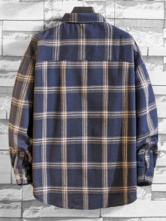 Long Sleeve Plaid Pocket Button Shirt