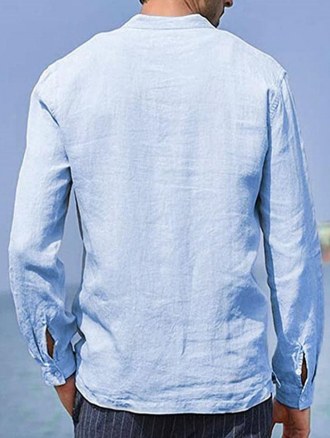 Long Sleeve Plain Half Button Shirt