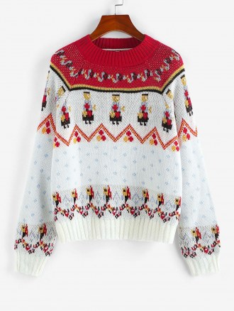 Mock Neck Christmas Graphic Raglan Sleeve Sweater