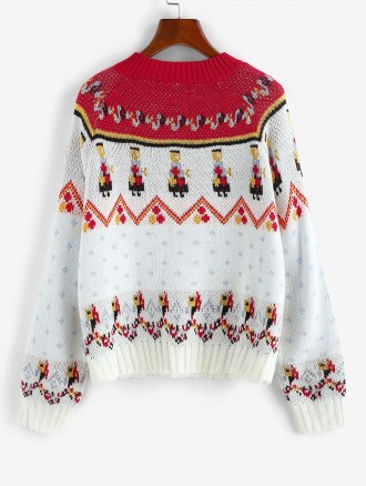 Mock Neck Christmas Graphic Raglan Sleeve Sweater