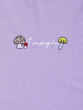 Mushroom Letter Embroidery Short Sleeve T-shirt