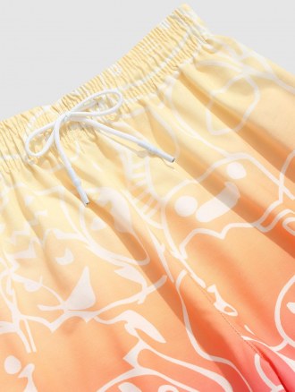 Ombre Cartoon Figure Pastel Drawstring Shorts