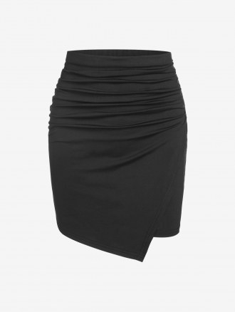 Overlap Ruched Draped Mini Skirt